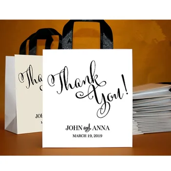 

30 Thank you gift bags with ribbon and names, Custom welcome bag for wedding guests, Thanks Out of town bag, wedding favors