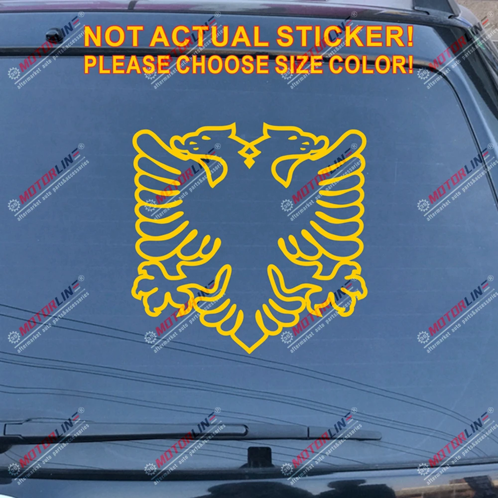 Albania двуглавый орел Наклейка на автомобиль с изображением автомобиля, виниловая высечка без bkgrd c - Название цвета: Цвет: желтый