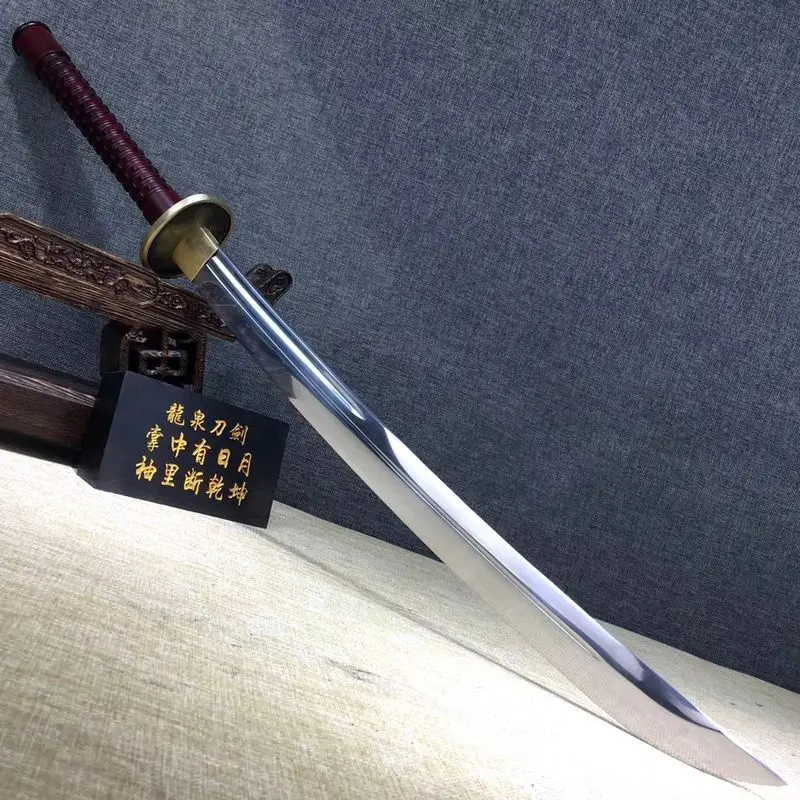 Hand-Forged WUSHU broadsword Sword Spring Steel Blade tactics DA DAO wood sheath