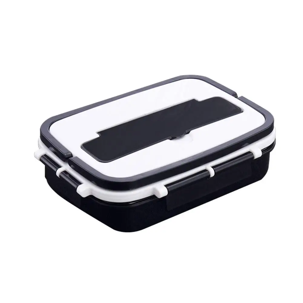 Bento Box 4 сетки большой Ланч-бокс из нержавеющей стали Ланч-бокс Герметичный для детей школьный контейнер для еды Портативный Ланч-бокс для работников - Цвет: Black