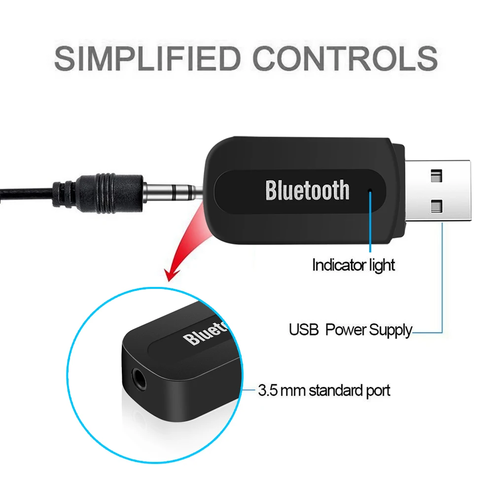 Kebidu USB Bluetooth музыкальный аудио приемник адаптер 3,5 мм разъем стерео аудио-динамик для автомобиля AUX автомобильный комплект