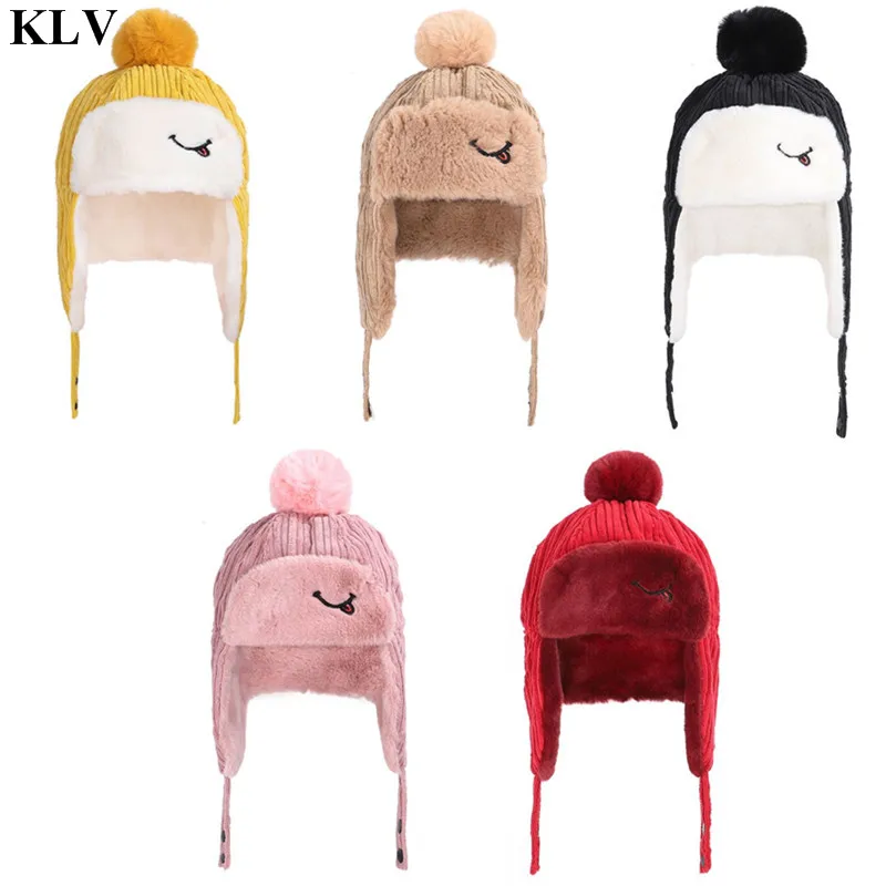KLV, новая зимняя детская шапка, Детские шапочки для маленьких мальчиков и девочек, милые русские плотные теплые шапки, шапка-ушанка для детей 0-3 лет