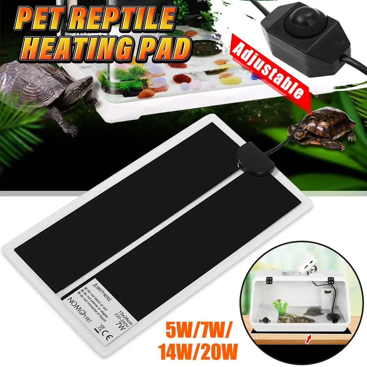 Almohadilla térmica, regulador ajustable de temperatura, herramientas para incubar, estera de calefacción para Reptiles terrarios, 5-20W para escalar mascotas