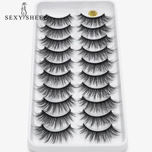 8/10 пар, натуральные длинные 3D ресницы из искусственной норки, толстые, ручная работа, полная полоса, ресницы, объемные, мягкие, норковые ресницы, накладные ресницы