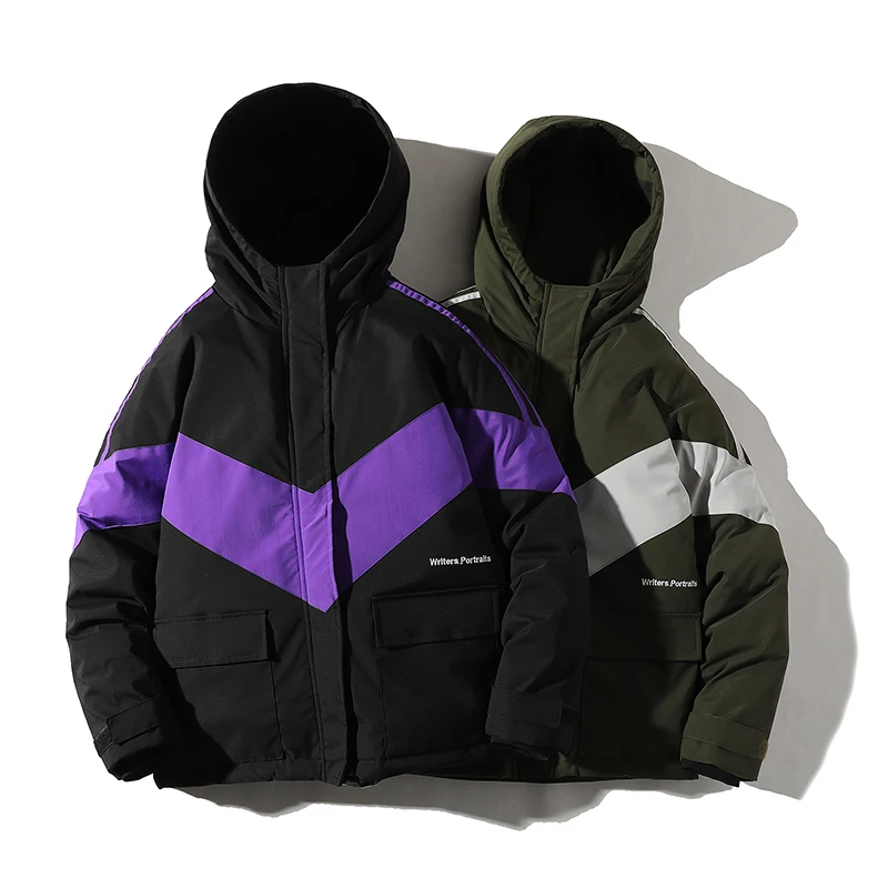 

Winter Safari Style Man Hooded Coat Trends Patchwork Male Coats Keep Warm M-5XL Black Green Men's Coats Winter
