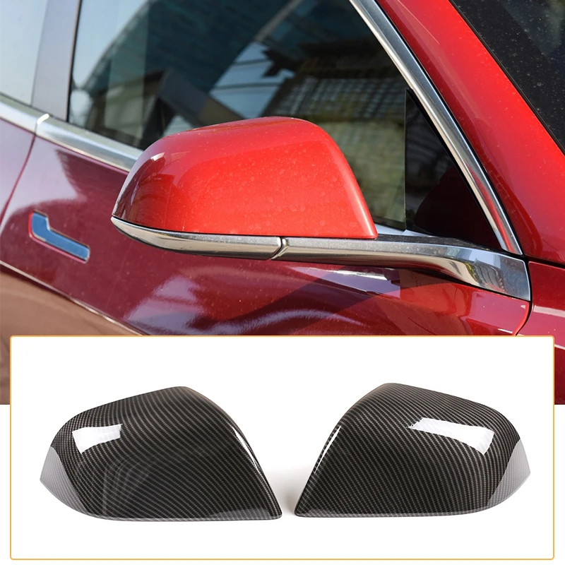 

2pcs Car Exterior Side Rear View Mirror Cap Cover Trim Sticker Carbon Fiber ABS Plastic For Tesla model 3 Auto Accessories Part