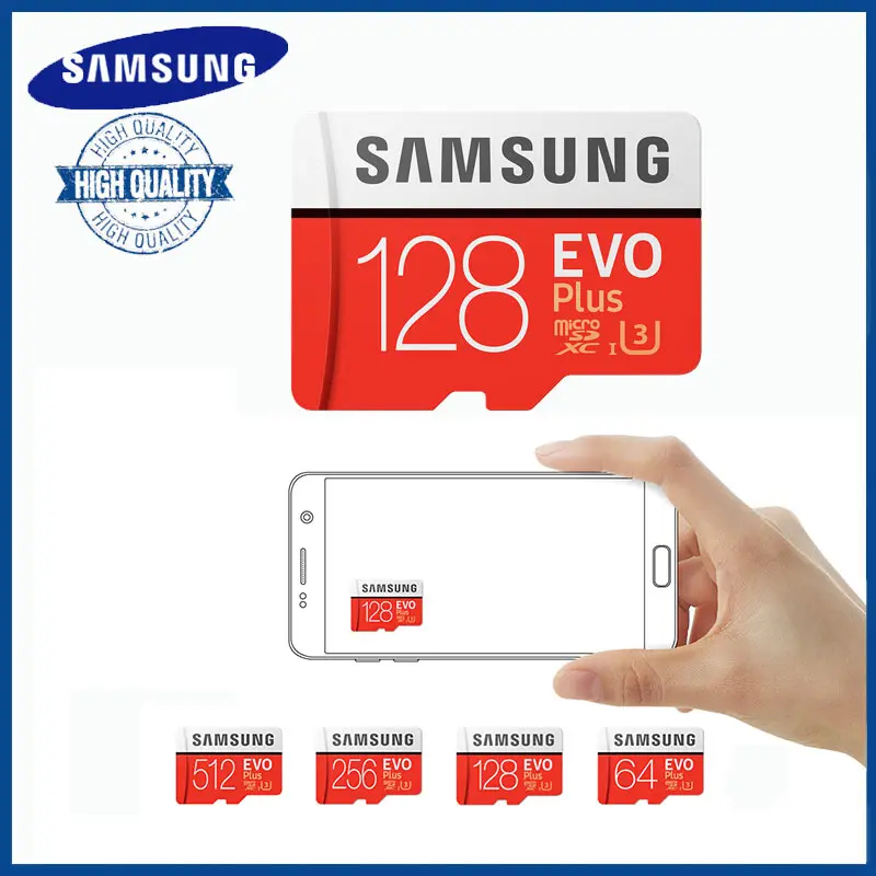 Samsung Micro SD 128 Гб карта памяти 256 ГБ 512 ГБ 64 ГБ TF 100 МБ/с. U3 Class10 SDXC карты памяти microSD карта памяти EVO + kaart с бесплатным подарком USB считыватель