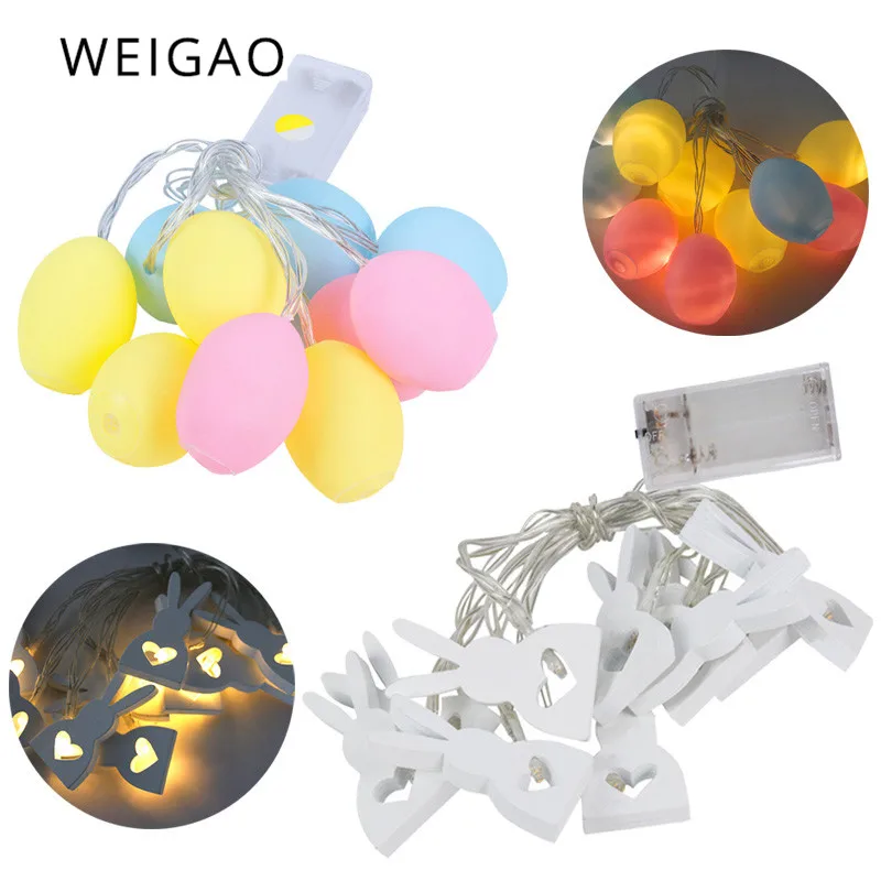

WEIGAO 10pcs Easter Egg Led Light For Easter Day Party Decorations Bunny Rabbit String Shape Lights Easter Hanging Ornament Home