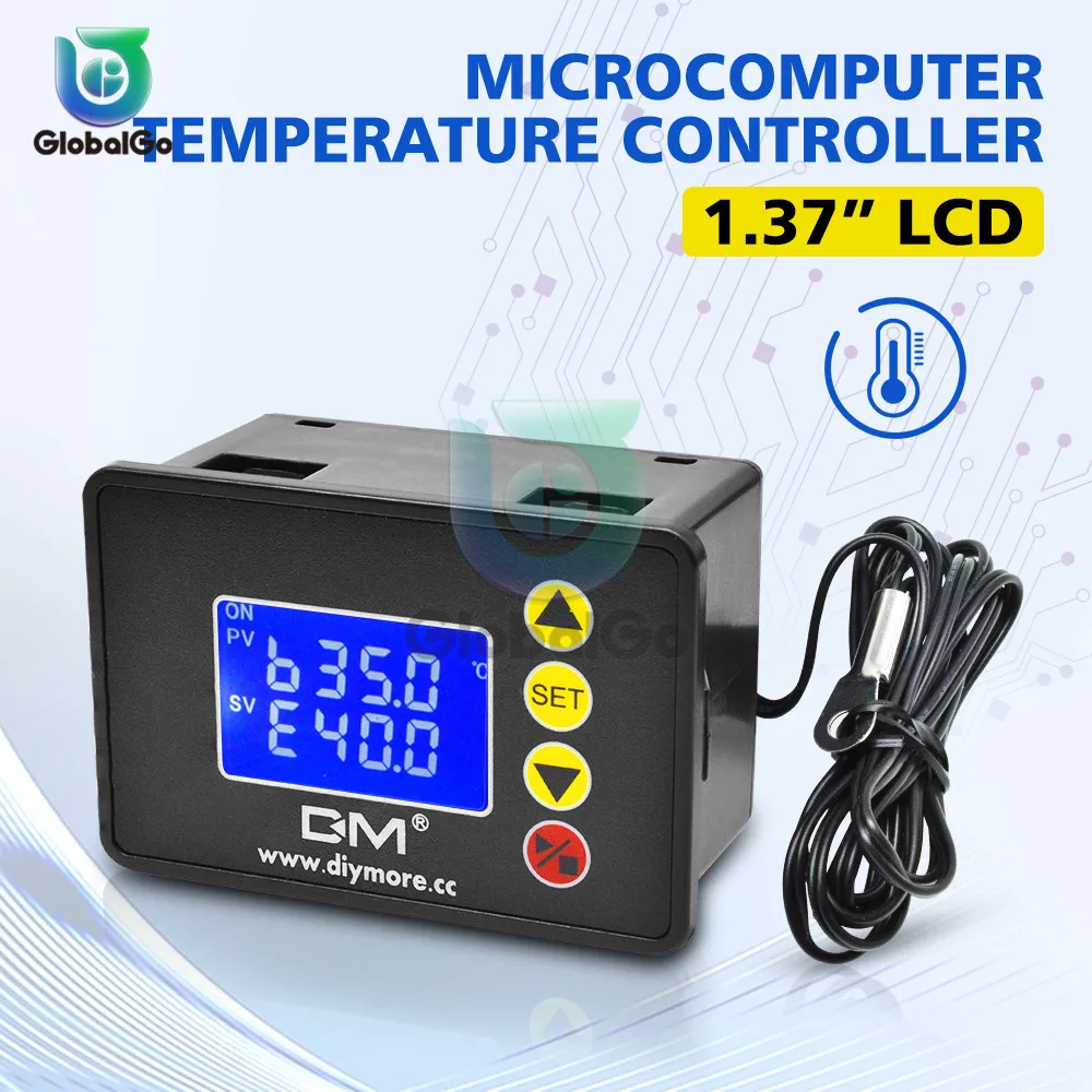AC110-220V 10A 2200W 1.37? LCD Thermostat DC12V 240W 20A DC24V 480W Temperature Controller NTC Sensor Thermoregulator