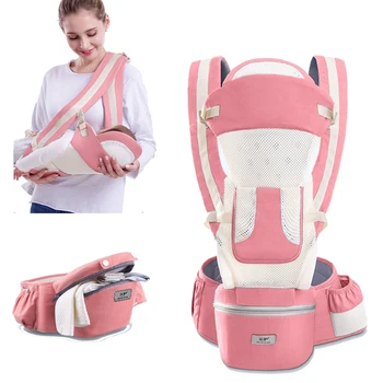 

Ergonomic Baby Carrier 0-48M Baby Hipseat Carrier Front Facing Ergonomic Kangaroo Baby Wrap Sling for Baby Travel