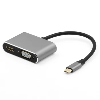 

S SKYEE 4 In 1 USB-C Hub Multiport Adapter with 60W Type-C PD Charging/USB 3.0/4K HD Video Output Display/VGA For Macbook-Laptop