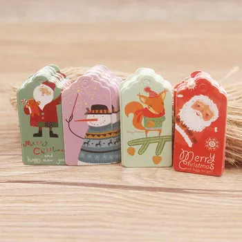 

New style 2x4cm white /brown color happy brithday/merry christmas print 200tag with 200pcs string for wedding /party /gifts tag