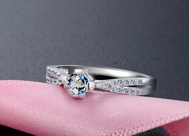 UXN16 925 Silver Zircon Girls Ring Wedding Birthday Party | Украшения и аксессуары
