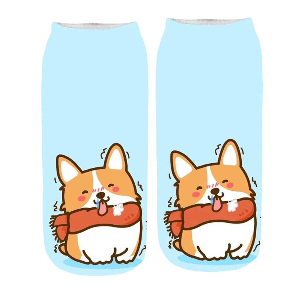 Christmas 3D printing women boat socks cute cartoon animal pattern fashion sports office floor socks autumn winter holiday gifts