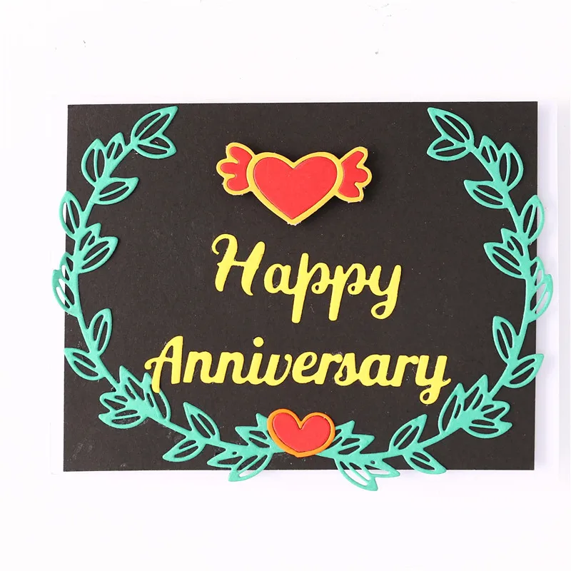 

Eastshape Happy Anniversary Dies Love Metal Cutting Dies for Card Making Scrapbooking Embossing Stencil Wreath Leaver Dies