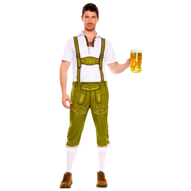 Человек Октоберфест костюмы Октоберфест баварское пиво вечерние Lederhosen и топ взрослых мужчин размера плюс хорошее качество