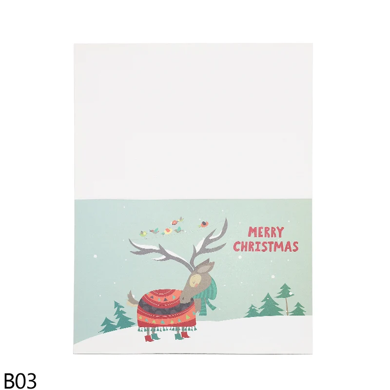 B03 elk 2/5 шт, 10*15 см мультфильм Санта Клаус счастливых праздников рождественские поздравительные открытки с конверт для год Почтовые открытки подарочная карта - Цвет: B03 elk