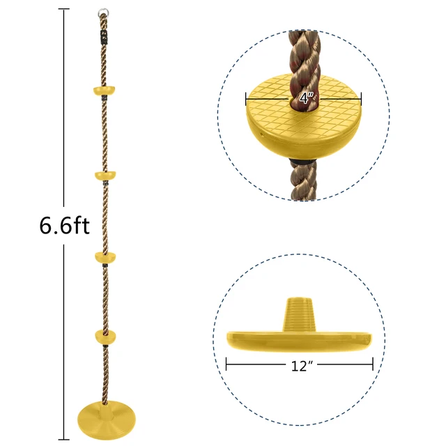 Climbing Rope Swing with Disc Swing Seat Set Rope Ladder for Kids Outdoor Tree Backyard Playground Swing 6