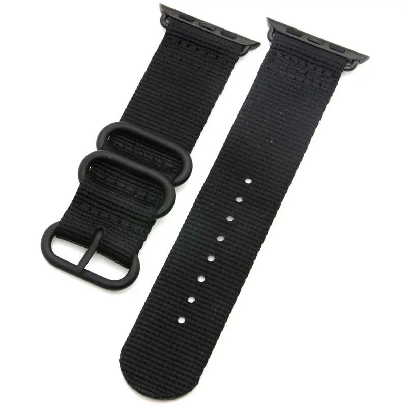 Black Ремешок NATO для Apple watch 5 ремешок 44 мм 40 мм iWatch 42 мм 38 мм спортивный нейлоновый браслет ремешок для часов Apple watch 4 3 2 1 42/38 мм - Цвет ремешка: Black