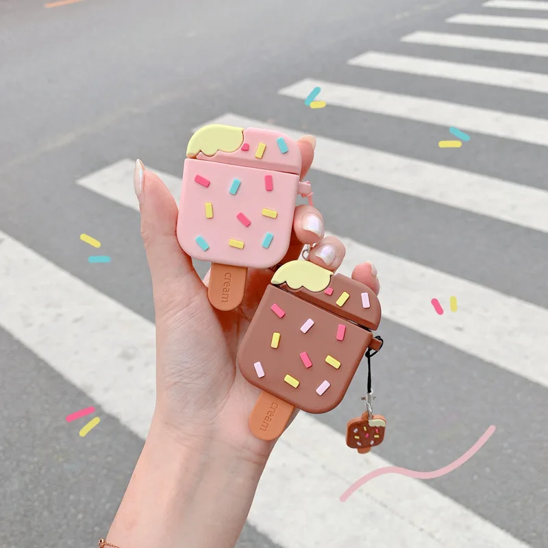 

Ice Cream Wireless Bluetooth Earphone Case For AirPods 2 Silicone Charging Headphone Cases For Airpods 3 Protective Cover