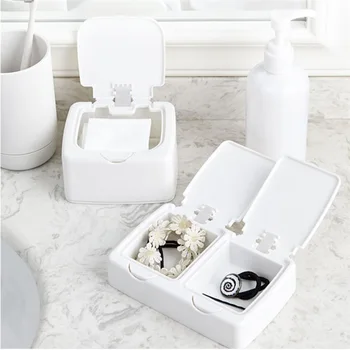 

vantel bag Desktop Touch-Tone Debris Finishing Box with Lid Cotton Puff Storage Box Hair Band Hair Accessories Jewelry Box