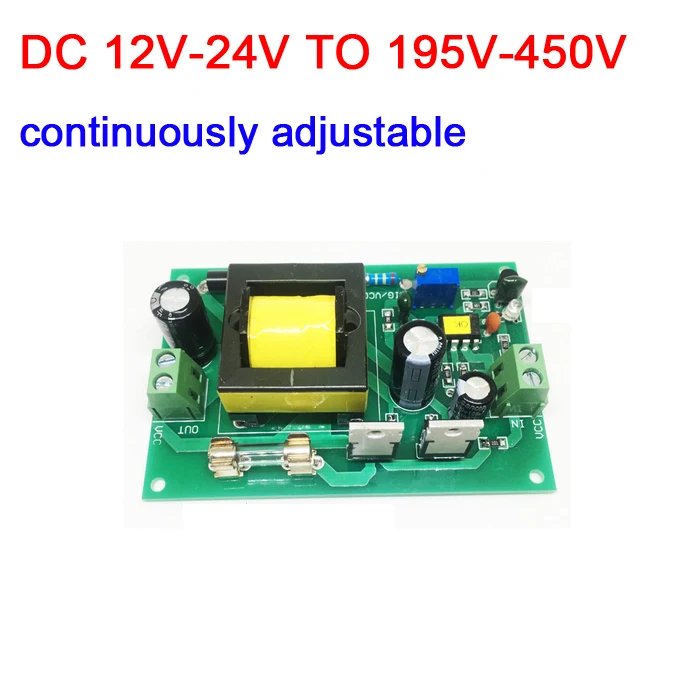 Dykb DC-DC повышающий преобразователь модуль 12 V-24 V до 200 V-450 V 300V 400V Напряжение Регулируемый Мощность зарядка f nixie часы светятся