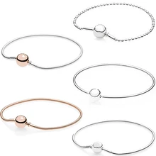 Стерлингового серебра 925 классический логотип круглая цепочка из розового золота золотой цвет браслет для DIY дамы ювелирные изделия