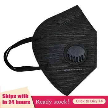 

In Stock! Black KN95 Mask - Valved 6-layer Nonwoven Mouth Face Masks KN95 FFP2 Mask PM2.5 Dust Mask Fast Shipping