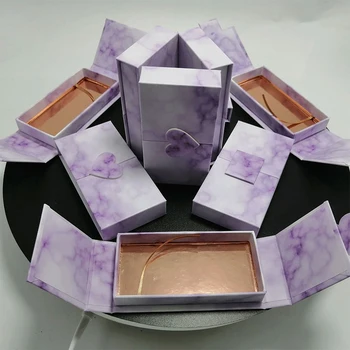 

25mm False Eyelashes Packaging Box Lash Boxes Custom Your Logo Fake 3d Mink Lashes Marble Case Empty Makeup Eyelash Storage