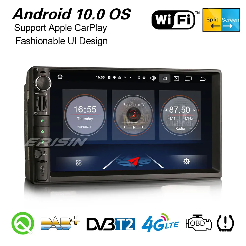 2749 Carplay 7&quot Universal Double 2 DIN Android 10.0 GPS Car Radio Satnav BT CAM-IN DVR OBD TPMS | Автомобили и мотоциклы