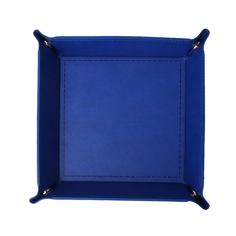 blue Creative PU Leather Foldable Storage Tray Phone Key Wallet Coin Desktop Storage Sundries Tray Accessories For Groceries And Key - Цвет: blue