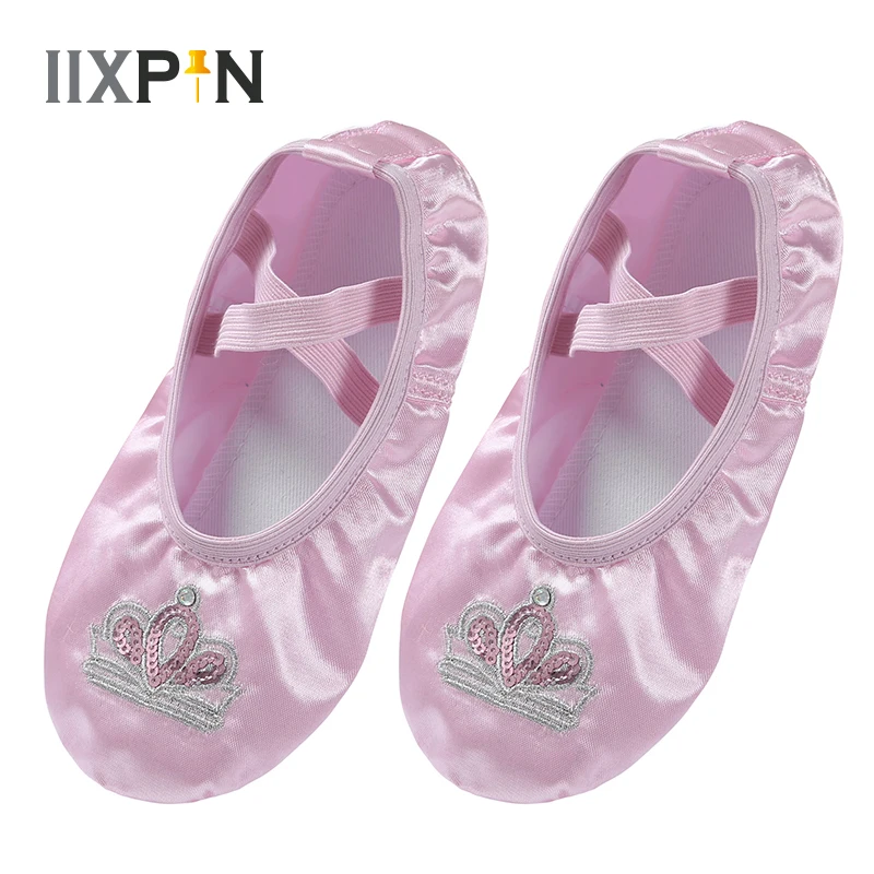 

Kids Girls Ballet Shoes Elastic Band Crisscross Soft-Soled Exercise Shoes Satin Anti-Slip Sequins Dancing Shoes Ballet Wear