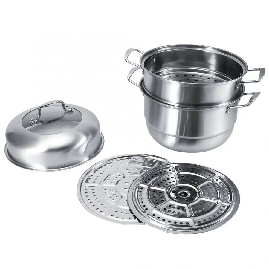 28cm Double-layer Stainless Steel Pot Multipurpose Steam Hot Pot Soup Pot Soup Cooker Kitchen Cookware