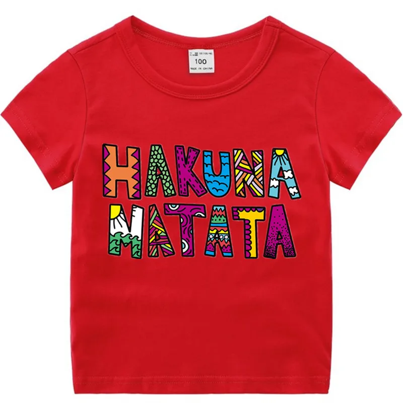 T125P-red Little Boy Girl Anime Hakuna Matata Cotton T-Shirt Summer Kid's DRAGON BAL Z Christmas Shirt Children Cartoon Toddler Tshirt - Цвет: T125P-red