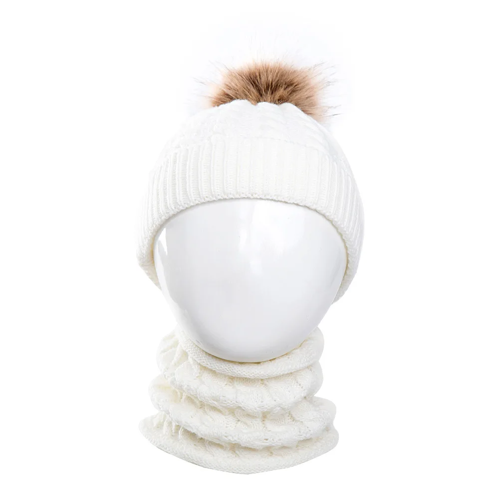 Комплект из 2 предметов, Детская осенняя шапка+ шейный платок для мальчиков и девочек, зимние теплые аксессуары для детей, весенние головные уборы, детские шапки, головные уборы