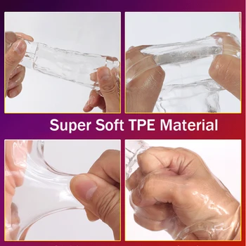 New Transparent Penis Enlarger Condoms Reusable Penis Enhancer Enlargement Sleeve Cock Rings Sex Toys For Men Intimate Goods 5
