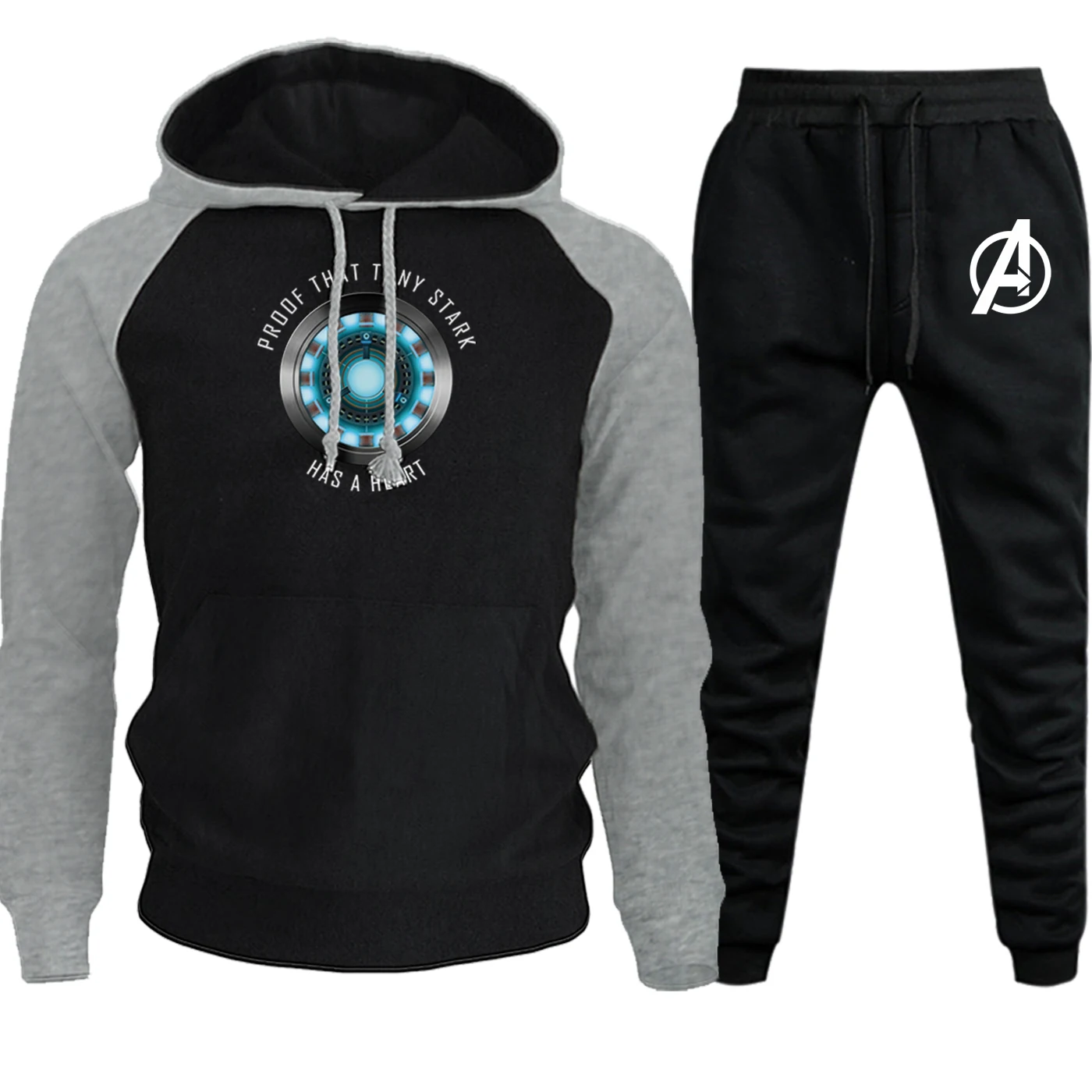 Tony Толстовка STARK Новинка Осень Зима Железный человек уличная Мужская реглан костюм с капюшоном Мстители флисовая толстовка+ брюки комплект из 2 предметов