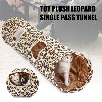 

Plush Pet Cat Tunnel Tube Leopard Print Foldable Kitten Rabbit Playing Toy PI669