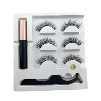 

3pair 3D Faux Mink Eyelashes 5 Magnetic Eyelashes Magnetic Liquid Eyeliner Lashes Eyeliner&magnetic False Eyelashes&tweezer Set