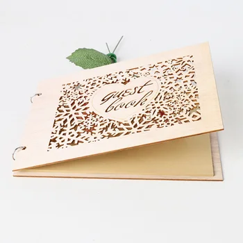 

Rustic Wooden Wedding Guest Book Alternative Personalized Tree Customized Sign Book With Love Heart Design For Wedding Gift