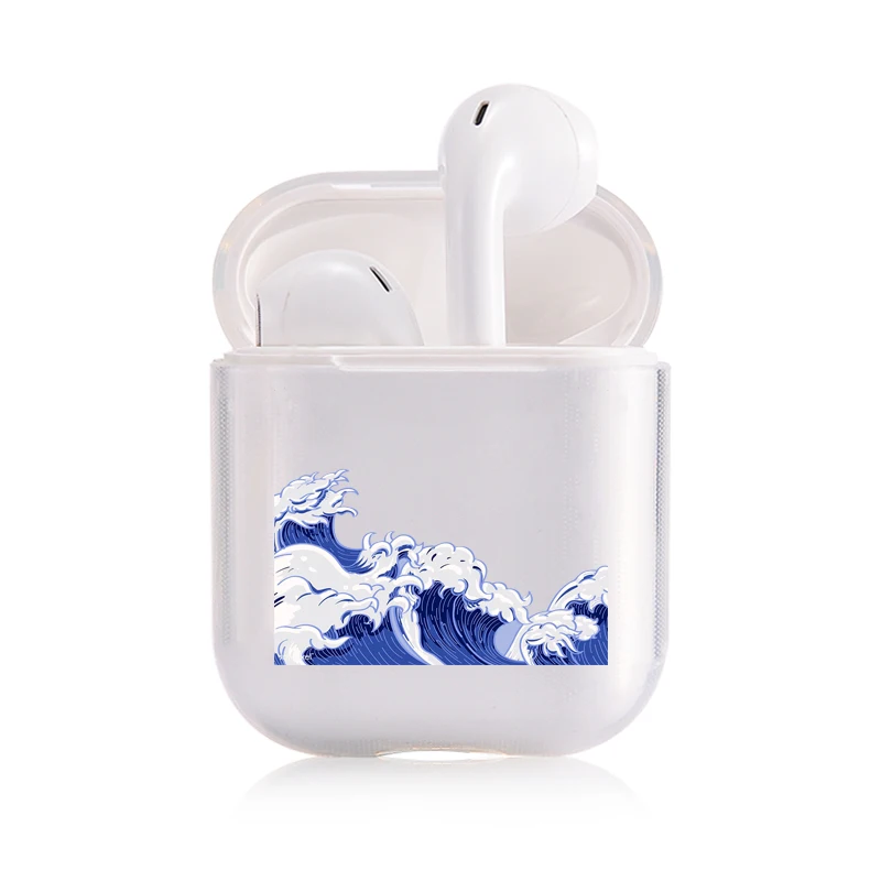 Мягкий силиконовый милый Чехол Air Pods для Apple airpods, Роскошный прозрачный чехол Airpods с рисунком морской волны, аксессуары для наушников - Цвет: I201400