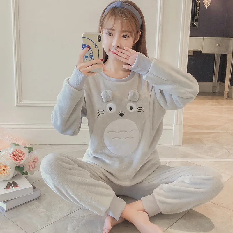 

Pajamas Women's 280 Grams Coral Velvet Autumn & Winter Long Sleeve Plus-sized Increase the Fat Mm200 Catty Flannel Homewear Set