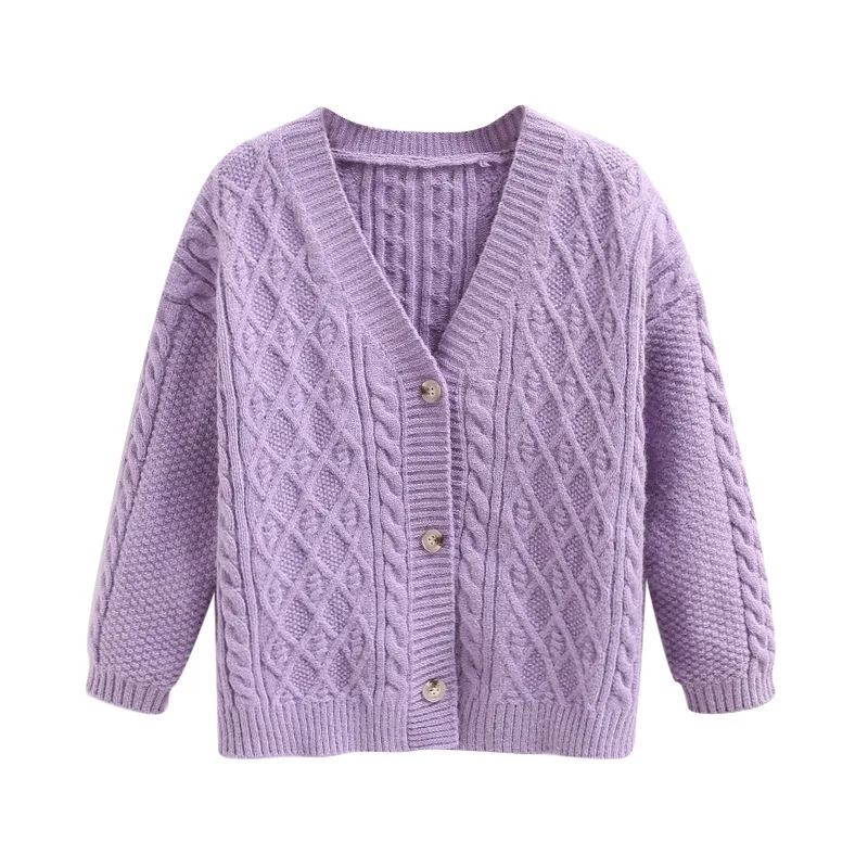 Girls Purple Sweater Autumn Winter Kids 