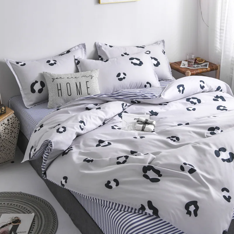 Grey Leopard Print Bedding Set Nordic Double Twin Bedspread Duvet Cover Home Decor Bed Linen Bedclothes Adult | Дом и сад