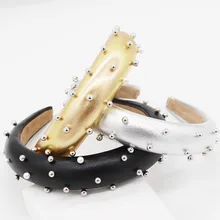 Новая Европейская и американская мода барокко простая повязка на голову на заклепке путешествия дикие женские вязаные шапочки 886