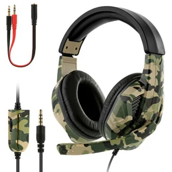 

Adapter Cable Gaming Headphones Laptop PS4 Wired Stereo Headset Bass Surround Headphones with Mic for Computer PC 2 in 1 3.5mm
