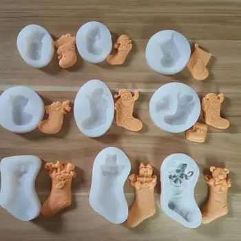 

Silicone Christmas Socks Epoxy Resin Molds Santa Claus Socks Non-Stick Chocolate Jelly Baking Mold for Party Xmas Gift
