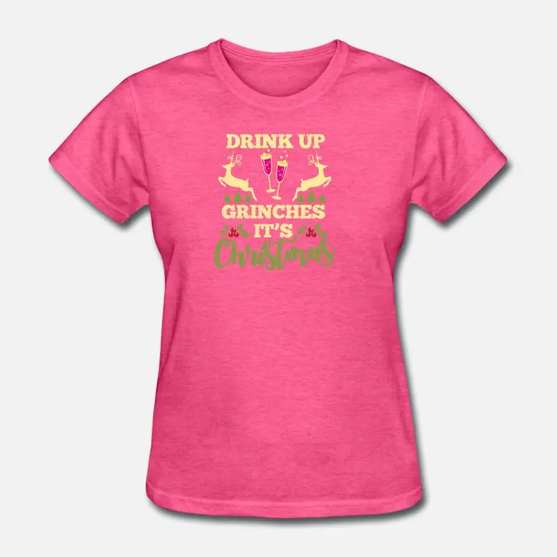 Women-Rose Red Дизайнерская мужская футболка Drink Up Grinches, Классическая Веселая Мужская футболка с коротким рукавом, одежда высшего качества - Цвет: Women-Rose Red