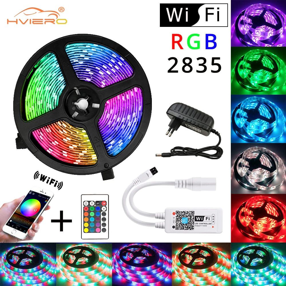 

WIFI Controller RGB LED Strip Light SMD 2835 5M Waterproof RGB Tape DC12V Ribbon Diode Led Strip Light Home DIY Decoration Lamp