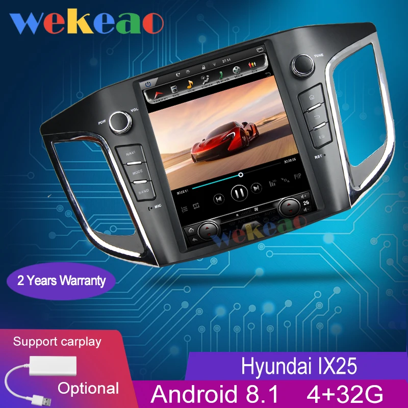Wekeao вертикальный экран Tesla style 10,4 ''Android автомобильный Радио gps навигатор для hyundai IX25 Creta автомобильный dvd-плеер